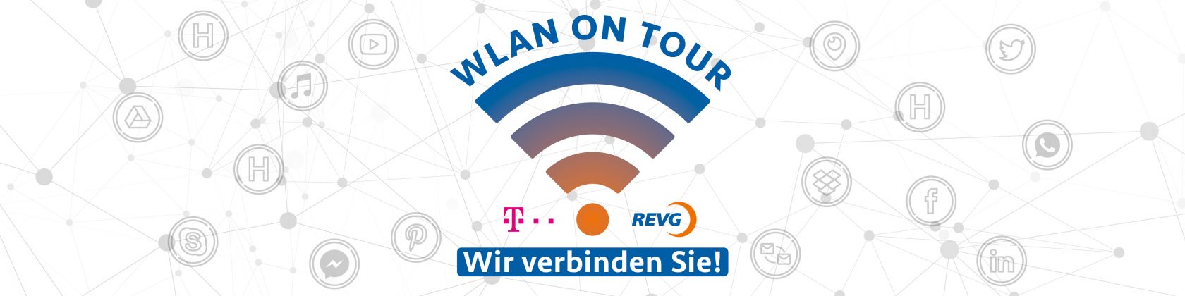 WLAN-Symbol mit Telekom- und REVG-Logo WLAN-Symbol mit Telekom- und REVG-Logo